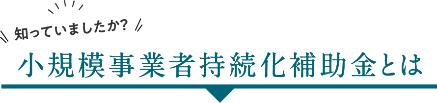 知ってましたか？小規模事業者持続化補助金とは