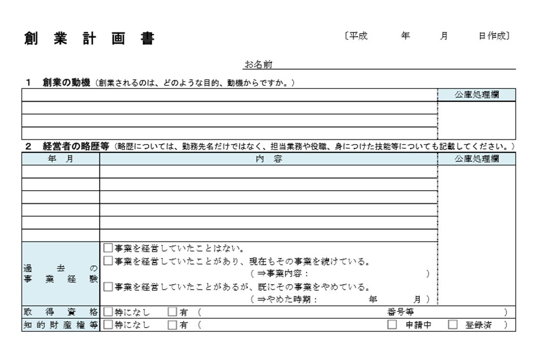 創業計画書01